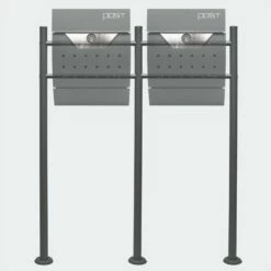 2-fach Ständer Standfuß Anthrazit RAL 7016 Für Briefkasten Postbox Briefkastenständer -Türschilder aus Edelstahl Geschäft 2 fach staender standfuss anthrazit ral 7016 fuer briefkasten postbox briefkastenstaender3