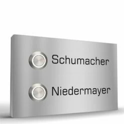2 Familien Edelstahl Aufputz Türklingel 140x90mm Mit LED Pluto2