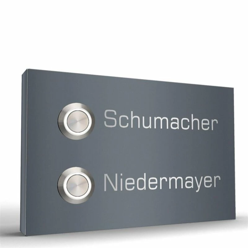 2 Familien Edelstahl Aufputz Türklingel 140x90mm Mit LED Pluto2 2 2 Familien Edelstahl Aufputz Türklingel 140x90mm Mit LED Pluto2 – Bild 2