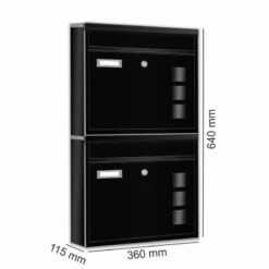 2er Briefkastenanlage Schwarz RAL 9005 -Türschilder aus Edelstahl Geschäft 2er briefkastenanlage schwarz ral 90059