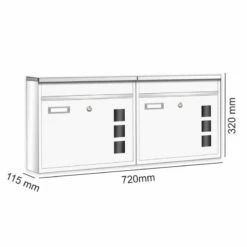 2er Wandbriefkasten Anlage Weiß RAL 9016 -Türschilder aus Edelstahl Geschäft 2er wandbriefkasten anlage weiss ral 901610