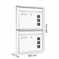 2er Wandbriefkasten Anlage Weiß RAL 9016 -Türschilder aus Edelstahl Geschäft 2er wandbriefkasten anlage weiss ral 90169