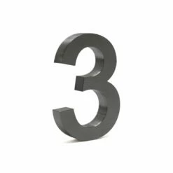 3-D Hausnummer "3" Anthrazit 20cm Arial Rostfrei Und Wetterfest