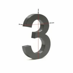 3-D Hausnummer "3" Anthrazit 20cm Arial Rostfrei Und Wetterfest -Türschilder aus Edelstahl Geschäft 3 d hausnummer 3 anthrazit 20cm arial rostfrei und wetterfest5