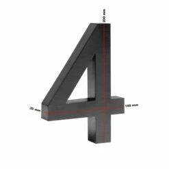 3-D Hausnummer "4" Anthrazit 20cm Arial Rostfrei Und Wetterfest -Türschilder aus Edelstahl Geschäft 3 d hausnummer 4 anthrazit 20cm arial rostfrei und wetterfest5
