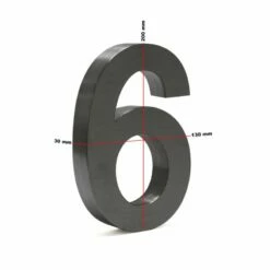 3-D Hausnummer "6" Anthrazit 20cm Arial Rostfrei Und Wetterfest -Türschilder aus Edelstahl Geschäft 3 d hausnummer 6 anthrazit 20cm arial rostfrei und wetterfest5