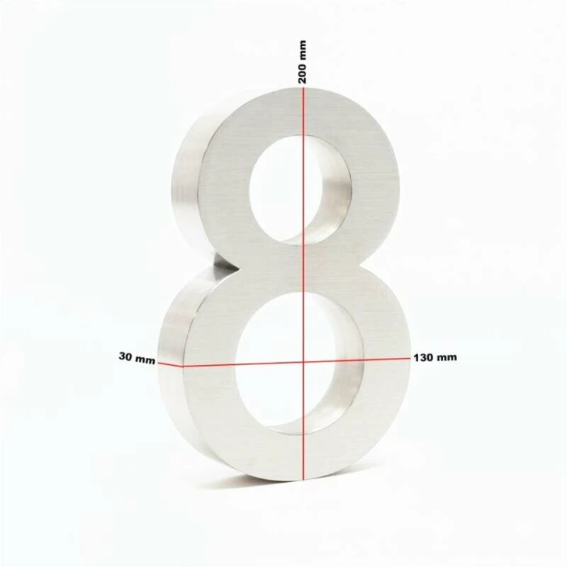 3-D Hausnummer 8 Aus Edelstahl 20cm Arial Rostfrei Und Wetterfest 4 3-D Hausnummer 8 Aus Edelstahl 20cm Arial Rostfrei Und Wetterfest – Bild 4