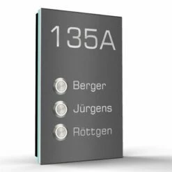 3 Familien Aufputz Edelstahl Türklingel 120x200mm Mit LED Taster Melina -Türschilder aus Edelstahl Geschäft 3 familien aufputz edelstahl tuerklingel 120x200mm mit led taster melina4