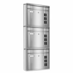 3er Briefkastenanlage Edelstahl Wandbriefkasten