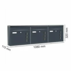 3er Briefkastenanlage RAL 7016 Anthrazit -Türschilder aus Edelstahl Geschäft 3er briefkastenanlage ral 7016 anthrazit10