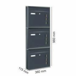 3er Briefkastenanlage RAL 7016 Anthrazit -Türschilder aus Edelstahl Geschäft 3er briefkastenanlage ral 7016 anthrazit9