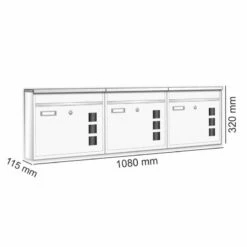 3er Wandbriefkasten Anlage Weiß RAL 9016 -Türschilder aus Edelstahl Geschäft 3er wandbriefkasten anlage weiss ral 901610