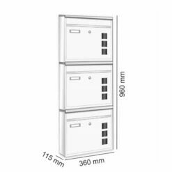 3er Wandbriefkasten Anlage Weiß RAL 9016 -Türschilder aus Edelstahl Geschäft 3er wandbriefkasten anlage weiss ral 90169