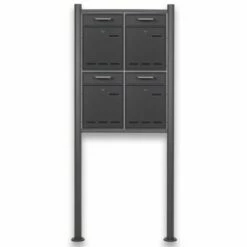 4 Fach Standbriefkasten Briefkastenanlage Anthrazit Grau RAL 7016 V3