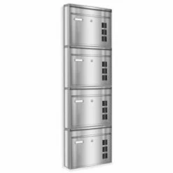 4er Briefkastenanlage Edelstahl Wandbriefkasten