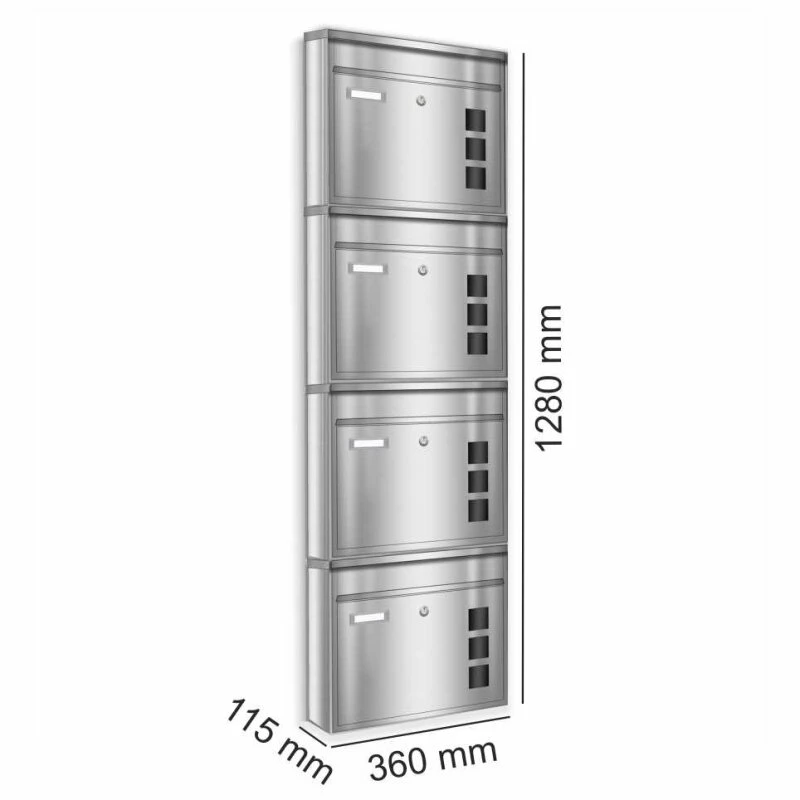 4er Briefkastenanlage Edelstahl Wandbriefkasten 9 4er Briefkastenanlage Edelstahl Wandbriefkasten – Bild 9