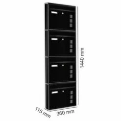 4er Briefkastenanlage Schwarz RAL 9005 -Türschilder aus Edelstahl Geschäft 4er briefkastenanlage schwarz ral 90058