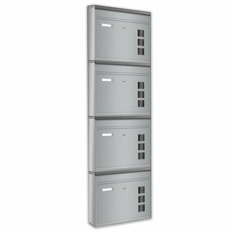 4er Briefkastenanlage Silberfarben Wandbriefkasten 1 4er Briefkastenanlage Silberfarben Wandbriefkasten