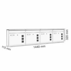 4er Wandbriefkasten Anlage Weiß RAL 9016 -Türschilder aus Edelstahl Geschäft 4er wandbriefkasten anlage weiss ral 901610