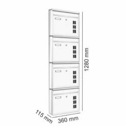 4er Wandbriefkasten Anlage Weiß RAL 9016 -Türschilder aus Edelstahl Geschäft 4er wandbriefkasten anlage weiss ral 90169