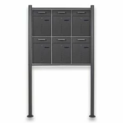 6 Fach Standbriefkasten Briefkastenanlage Anthrazit Grau RAL 7016 V1
