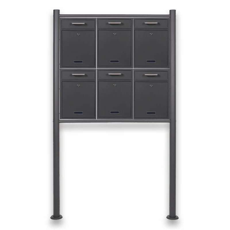 6 Fach Standbriefkasten Briefkastenanlage Anthrazit Grau RAL 7016 V2 1 6 Fach Standbriefkasten Briefkastenanlage Anthrazit Grau RAL 7016 V2