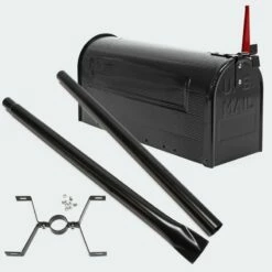 Amerikanischer Briefkasten US Mailbox SCHWARZ Mit STANDFUß -Türschilder aus Edelstahl Geschäft amerikanischer briefkasten us mailbox schwarz mit standfuss3