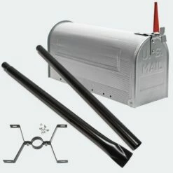 Amerikanischer Briefkasten US Mailbox SILBER Mit STANDFUß -Türschilder aus Edelstahl Geschäft amerikanischer briefkasten us mailbox silber mit standfuss3