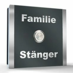 Aufputz Edelstahl Türklingel 120x120mm Anthrazit RAL 7016 Superflach Arno