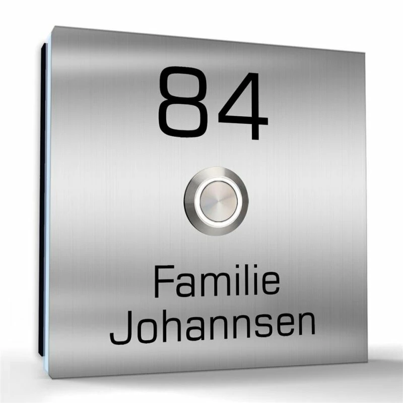 Aufputz Edelstahl Türklingel 120x120mm Superflach Janni 1 Aufputz Edelstahl Türklingel 120x120mm Superflach Janni