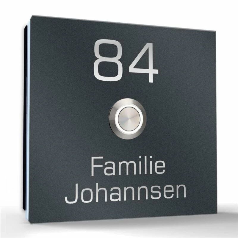 Aufputz Edelstahl Türklingel 120x120mm Superflach Janni 2 Aufputz Edelstahl Türklingel 120x120mm Superflach Janni – Bild 2