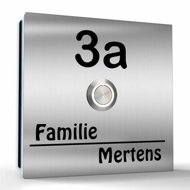 Aufputz Edelstahl Türklingel 120x120mm Superflach Klausi 1 Aufputz Edelstahl Türklingel 120x120mm Superflach Klausi