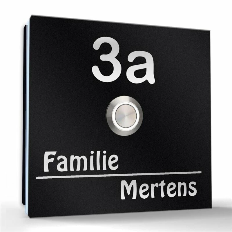 Aufputz Edelstahl Türklingel 120x120mm Superflach Klausi 3 Aufputz Edelstahl Türklingel 120x120mm Superflach Klausi – Bild 3