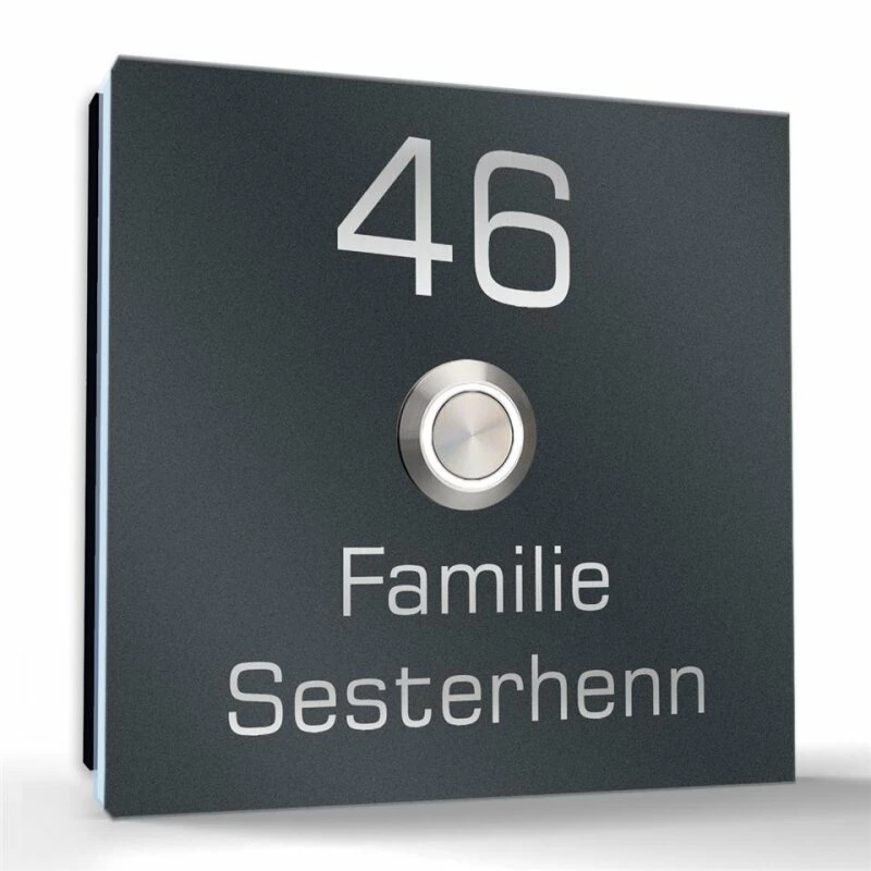 Aufputz Edelstahl Türklingel 80x80mm Mit LED Taster Finn 2 Aufputz Edelstahl Türklingel 80x80mm Mit LED Taster Finn – Bild 2