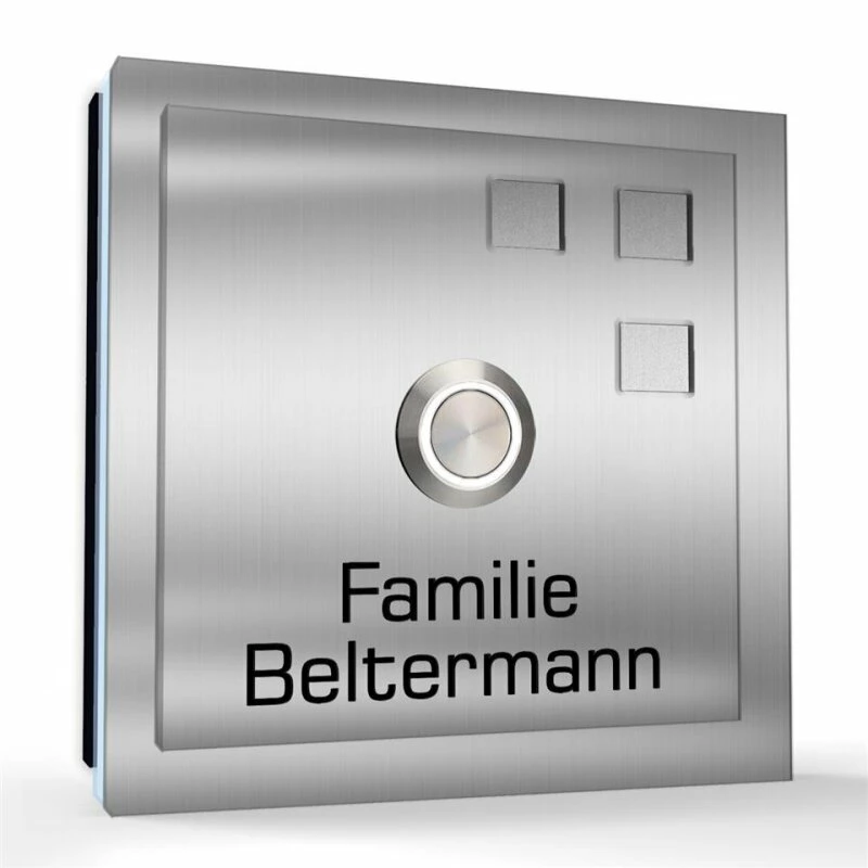 Aufputz Türklingel Edelstahl 100x100mm Superflach Steffi 2 Aufputz Türklingel Edelstahl 100x100mm Superflach Steffi – Bild 2