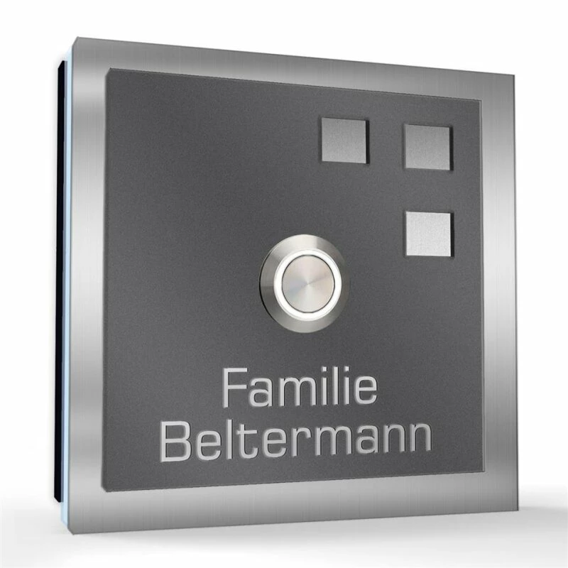 Aufputz Türklingel Edelstahl 100x100mm Superflach Steffi 5 Aufputz Türklingel Edelstahl 100x100mm Superflach Steffi – Bild 5