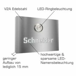 Aufputz Türklingel Edelstahl Beleuchtet 110x80mm -Türschilder aus Edelstahl Geschäft aufputz tuerklingel edelstahl beleuchtet 110x80mm9