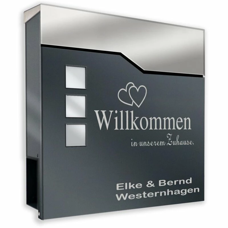 Briefkasten ANTHRAZIT Mit Beschriftung Wandbriefkasten Postkasten Birgit 1 Briefkasten ANTHRAZIT Mit Beschriftung Wandbriefkasten Postkasten Birgit