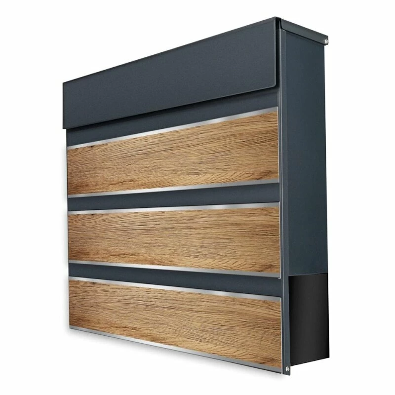 Briefkasten Anthrazit RAL 7016 Verschiedene Massivholzoptiken Mit Edelstahl 6 Briefkasten Anthrazit RAL 7016 Verschiedene Massivholzoptiken Mit Edelstahl – Bild 6