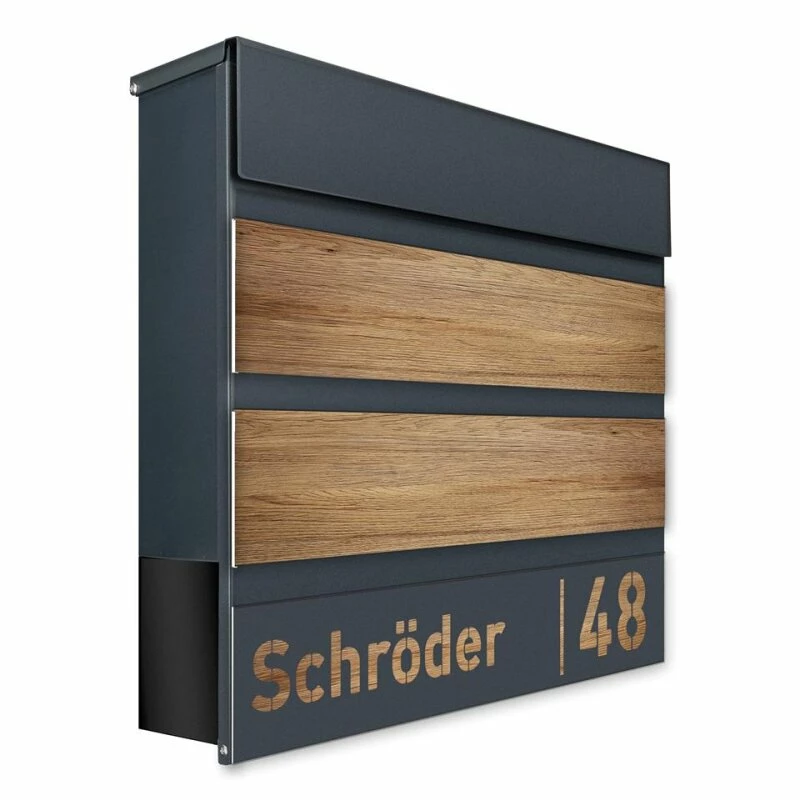 Briefkasten Anthrazit RAL 7016 Verschiedene Massivholzoptiken Mit Laser Namensblende 1 Briefkasten Anthrazit RAL 7016 Verschiedene Massivholzoptiken Mit Laser Namensblende