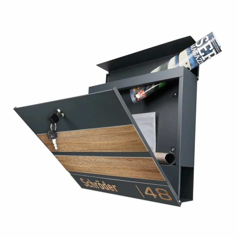 Briefkasten Anthrazit RAL 7016 Verschiedene Massivholzoptiken Mit Laser Namensblende 3 Briefkasten Anthrazit RAL 7016 Verschiedene Massivholzoptiken Mit Laser Namensblende – Bild 3