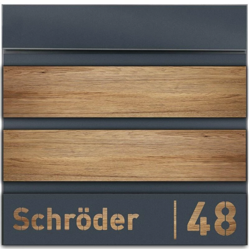 Briefkasten Anthrazit RAL 7016 Verschiedene Massivholzoptiken Mit Laser Namensblende 4 Briefkasten Anthrazit RAL 7016 Verschiedene Massivholzoptiken Mit Laser Namensblende – Bild 4