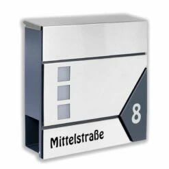 Briefkasten ANTHRAZIT Wandbriefkasten Postkasten Zeitungsfach Steelys11_UV