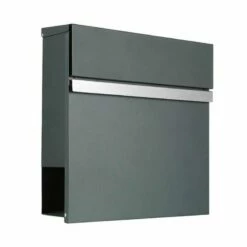 Briefkasten ANTHRAZIT Wandbriefkasten Zeitungsfach Mit Edelstahl Griffleiste