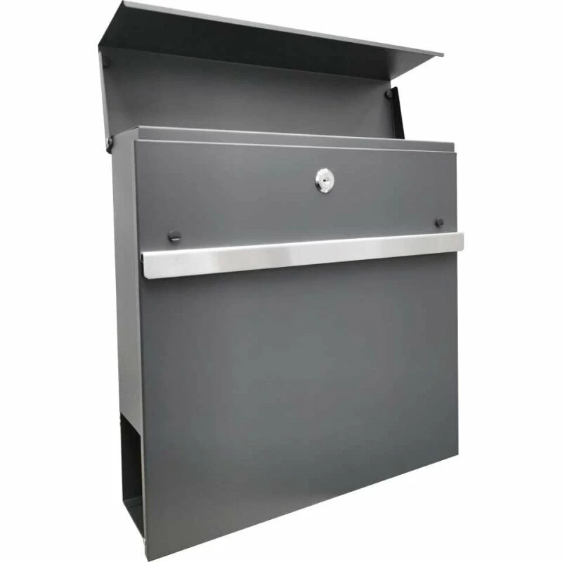 Briefkasten ANTHRAZIT Wandbriefkasten Zeitungsfach Mit Edelstahl Griffleiste 2 Briefkasten ANTHRAZIT Wandbriefkasten Zeitungsfach Mit Edelstahl Griffleiste – Bild 2