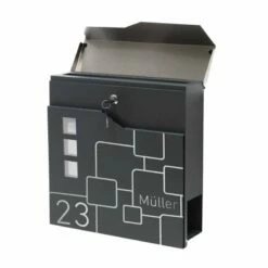 Briefkasten Edelstahl ANTHRAZIT RAL 7016 Mit Beschriftung Vertigon -Türschilder aus Edelstahl Geschäft briefkasten edelstahl anthrazit ral 7016 mit beschriftung wandbriefkasten postkasten vertigon2