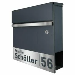 Briefkasten Mit FUNKKLINGEL ANTHRAZIT GRAU & Edelstahl Laser Namensblende -Türschilder aus Edelstahl Geschäft briefkasten mit funkklingel anthrazit grau edelstahl laser namensblende4