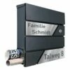 Briefkasten Mit FUNKKLINGEL ANTHRAZIT Mit Edelstahl Laser Namensblenden
