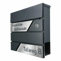 Briefkasten Mit FUNKKLINGEL ANTHRAZIT Mit Edelstahl Laser Namensblenden -Türschilder aus Edelstahl Geschäft briefkasten mit funkklingel anthrazit mit edelstahl laser namensblenden2