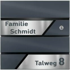 Briefkasten Mit FUNKKLINGEL ANTHRAZIT Mit Edelstahl Laser Namensblenden -Türschilder aus Edelstahl Geschäft briefkasten mit funkklingel anthrazit mit edelstahl laser namensblenden3